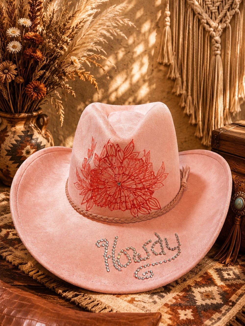 Pink Floral 'Howdy' Cowboy Hat